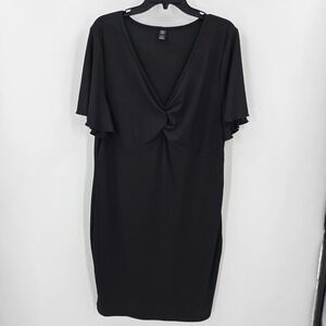 Shein Curve Womens Dress Size 4XL Black Long Sleeve Stretchy Mock Wrap Formal